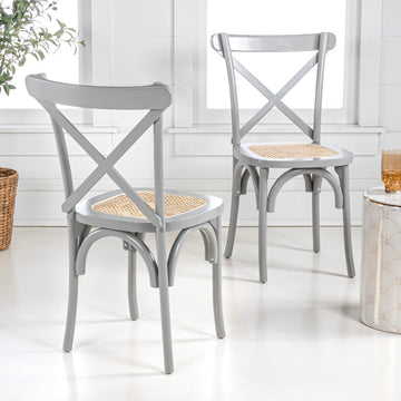 Cassis Traditional X-Back Wood Rattan Dining Chair - JONATHAN Y